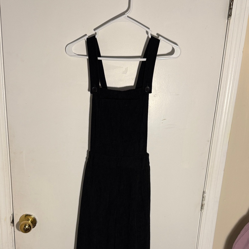 Fun Black Ribbed Overalls